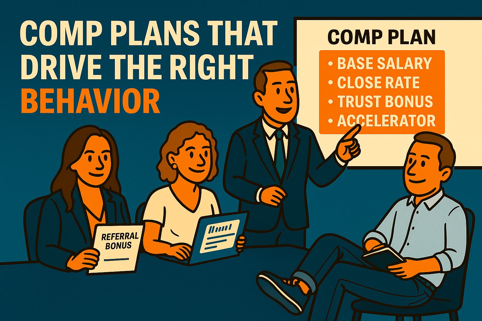 Jack reviewing a comp plan structure with his sales team