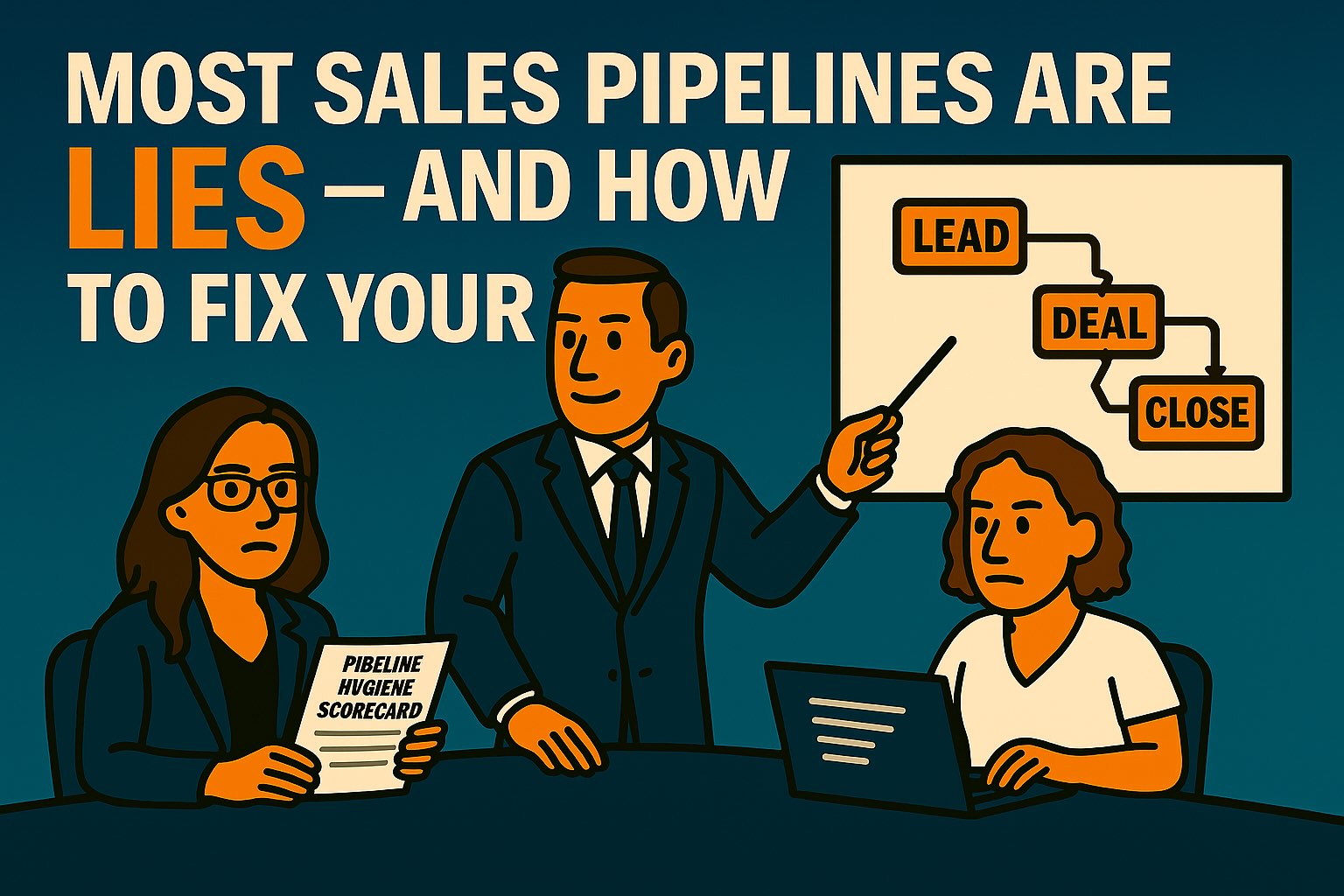 Jack correcting a messy sales pipeline on a digital dashboard
