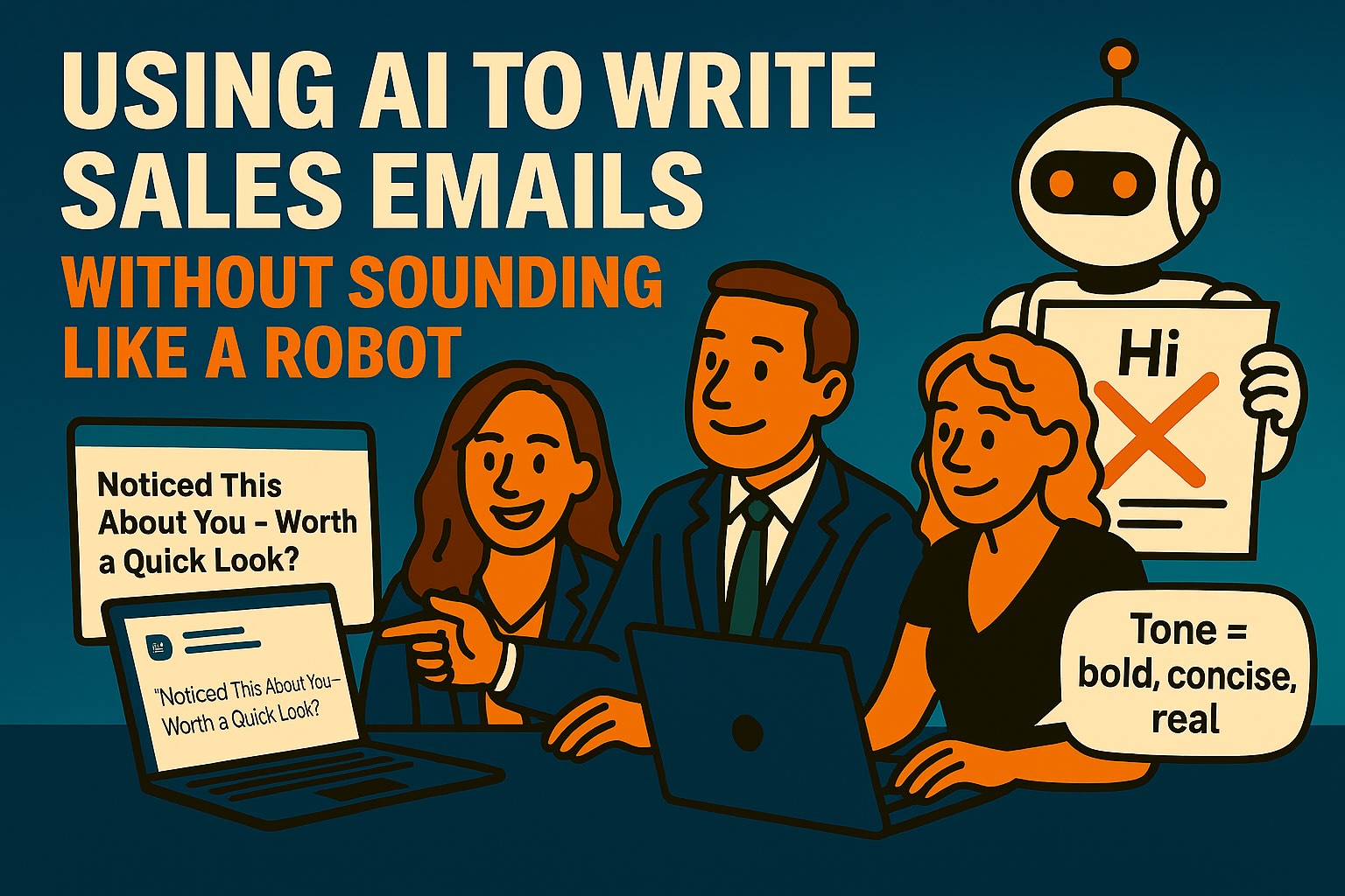 Monica reviewing AI-generated sales email and editing it for human tone